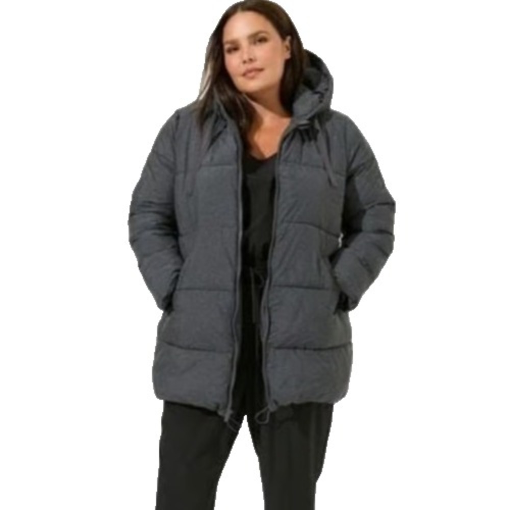 Torrid Longline Hooded Packable Puffer Coat Space Dye Gray Lightweight‎ Size 00